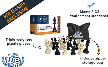 Weighted Plastic Staunton Chess Pieces, 3.75 in King