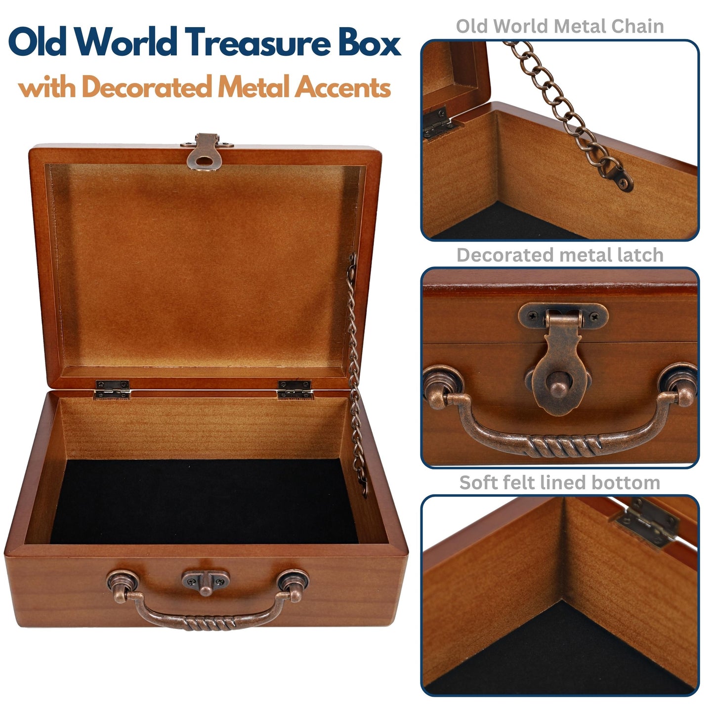 WE Games Wooden Keepsake Stash Box with Old World Handle