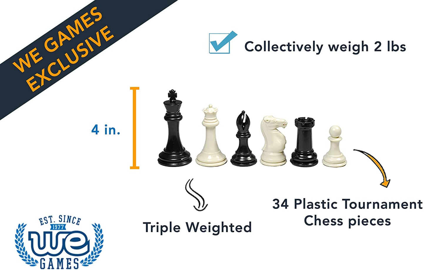 WE Games Ultimate Tournament Chess Set with Vinyl Chess Mat, Canvas Bag & Super Triple Weighted Chessmen with 4" King