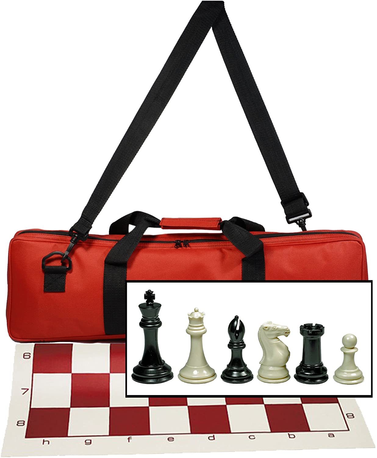 WE Games Ultimate Tournament Chess Set with Vinyl Chess Mat, Canvas Bag & Super Triple Weighted Chessmen with 4" King