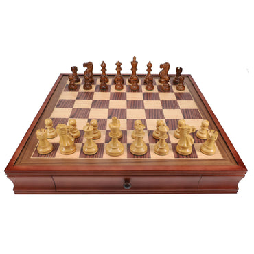 English Chess Set, 19 in. Board with Storage, 3.5 in King