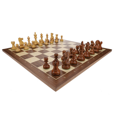 WE Games Weighted English Staunton Chess Set, Walnut Sycamore Board 19.75 in., 3.5 in. King