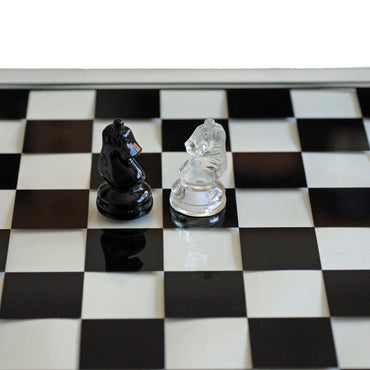 WE Games Black and Clear Glass Chess Set, 13.75 in. Board, 3 in. King