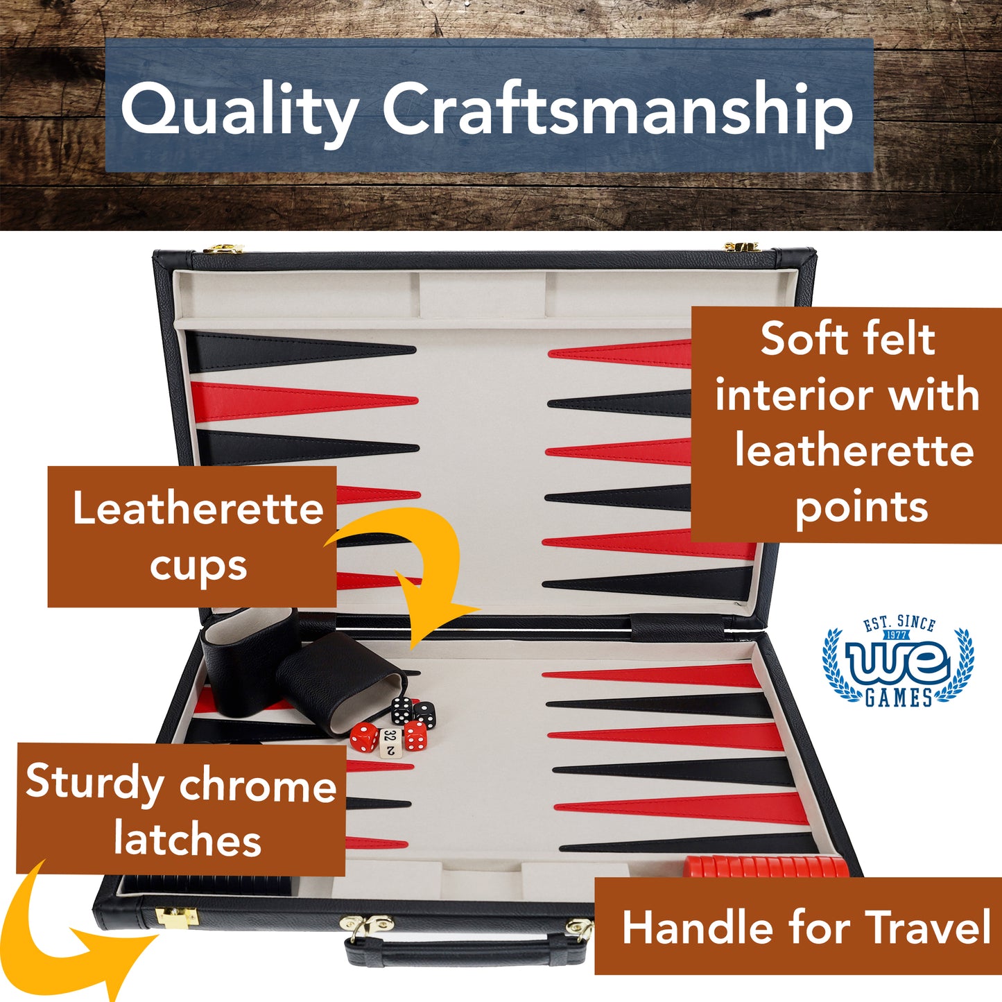 Elegant Leatherette Backgammon Set - 18 x 11 in.