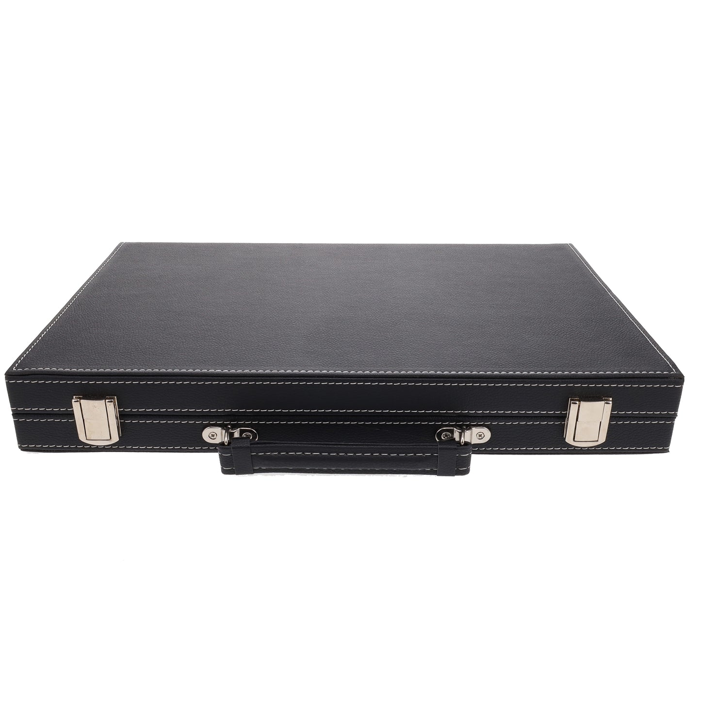 Elegant Black Leatherette Backgammon Set, 18 x 11 in.