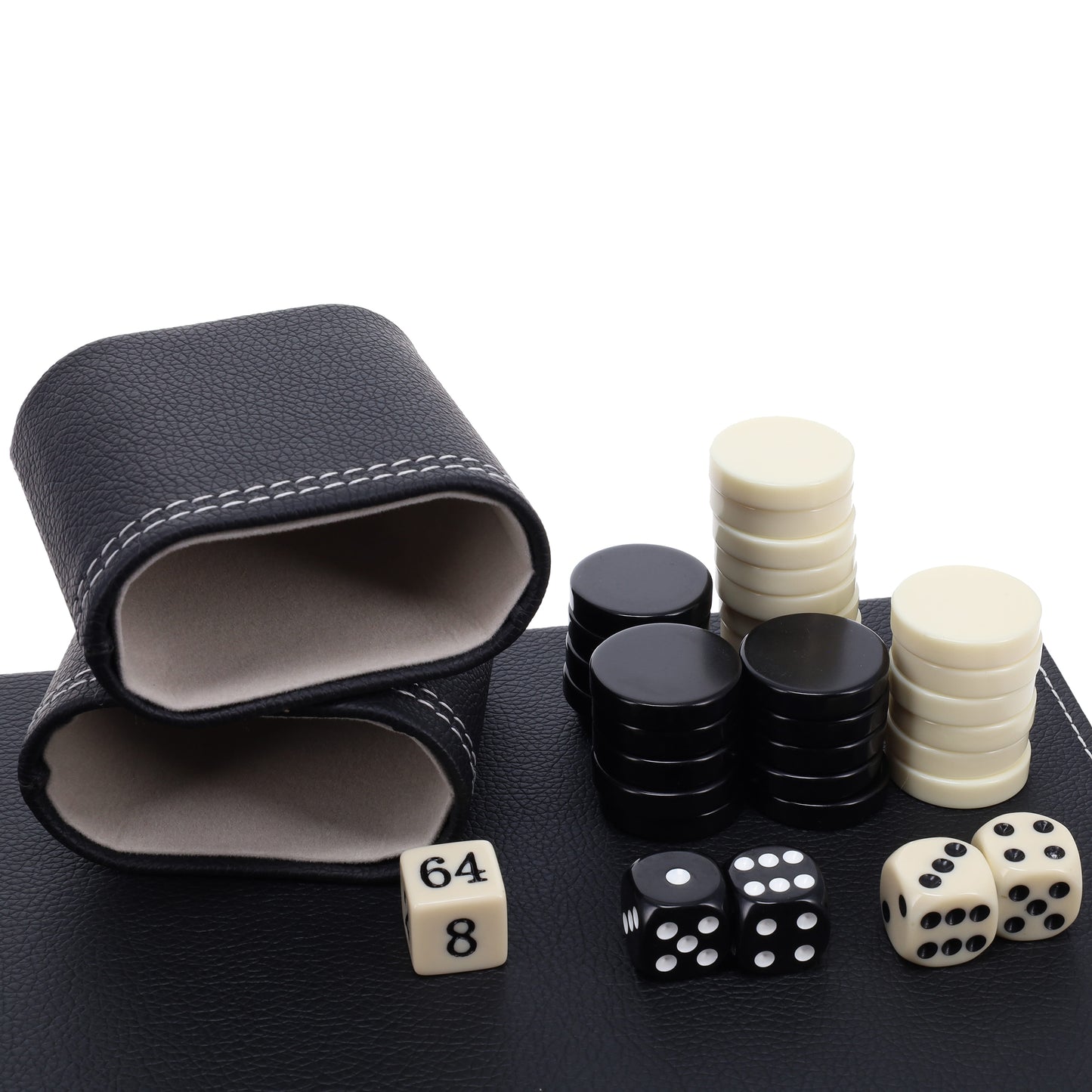 Elegant Black Leatherette Backgammon Set, 18 x 11 in.