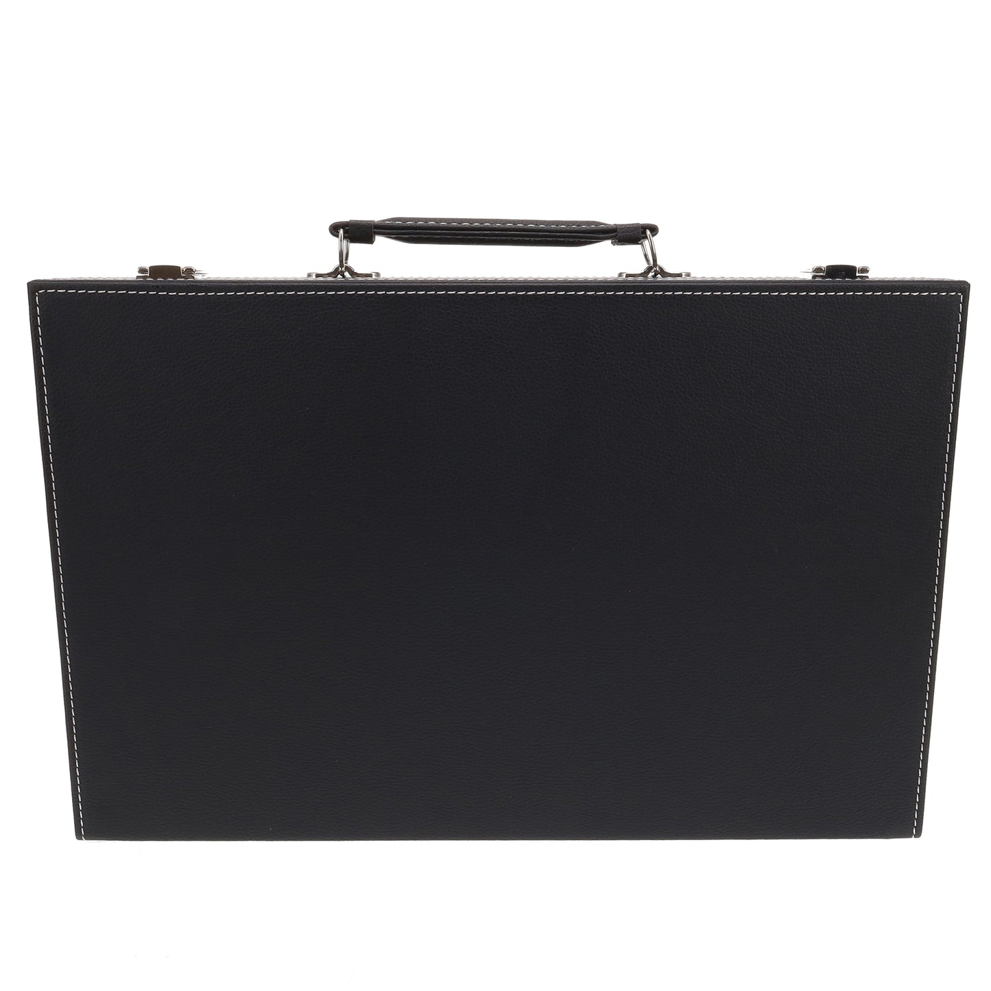 Elegant Black Leatherette Backgammon Set, 18 x 11 in.