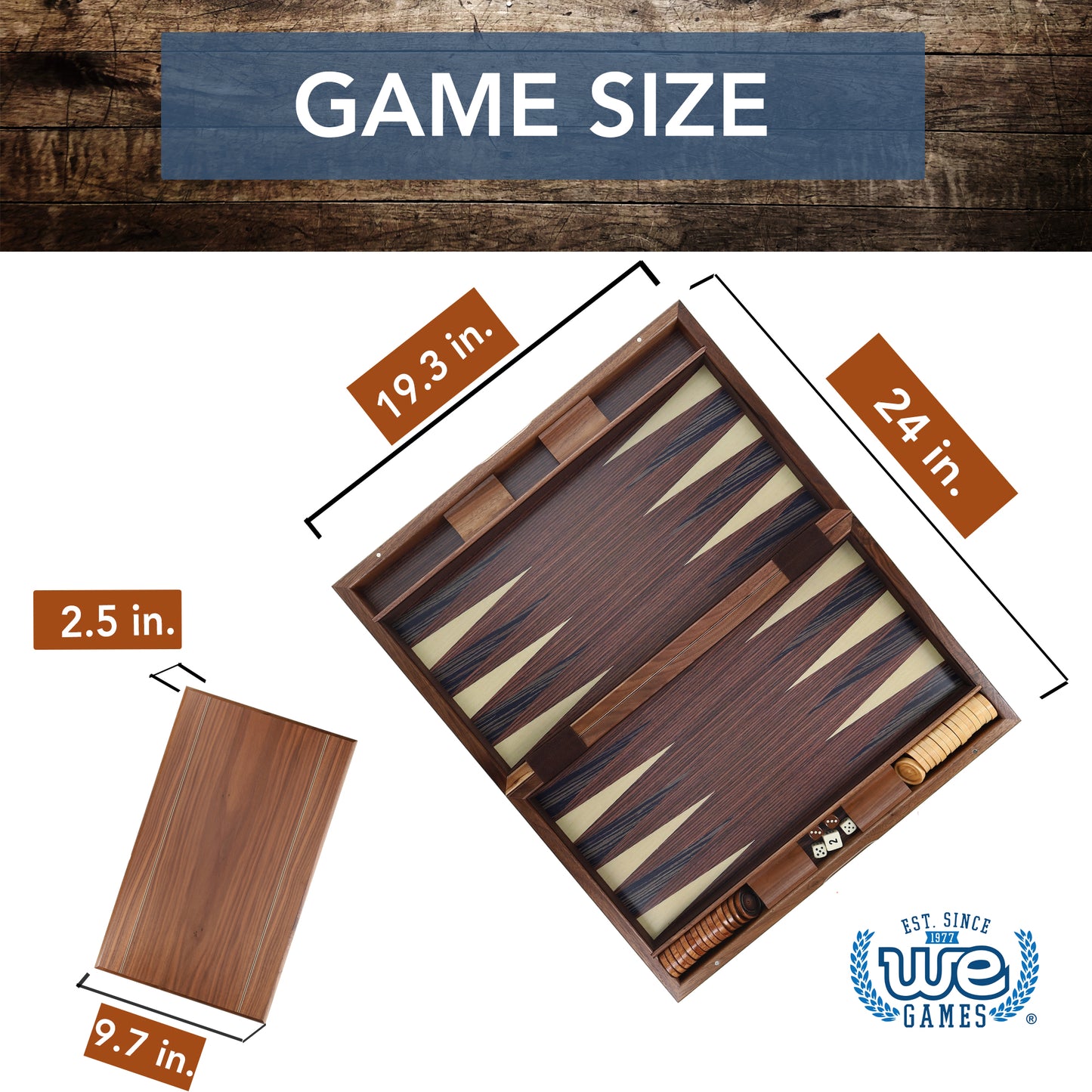 Wood Inlay Backgammon Set in Beachwood