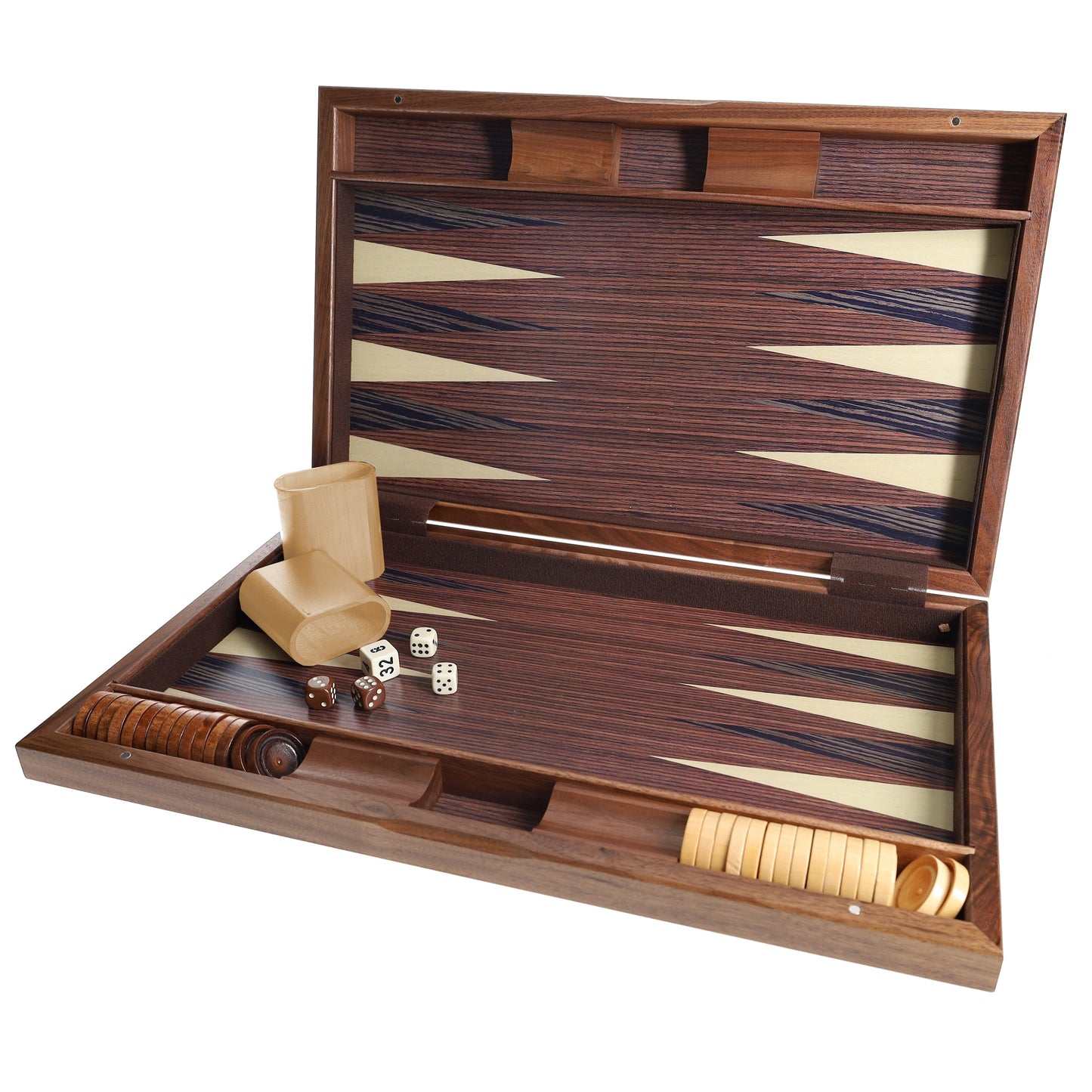 Wood Inlay Backgammon Set in Beachwood