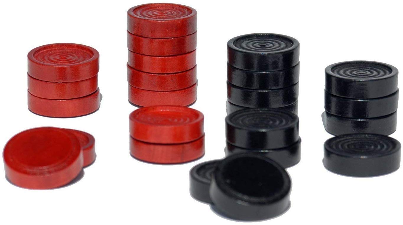 14.5 in. Red and Black Solid Wood Checkers Set