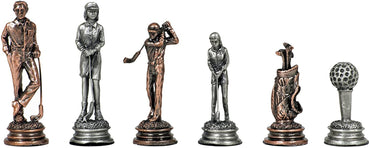 Golf Chess & Checkers Game Set - Pewter Chessmen, 15 in.