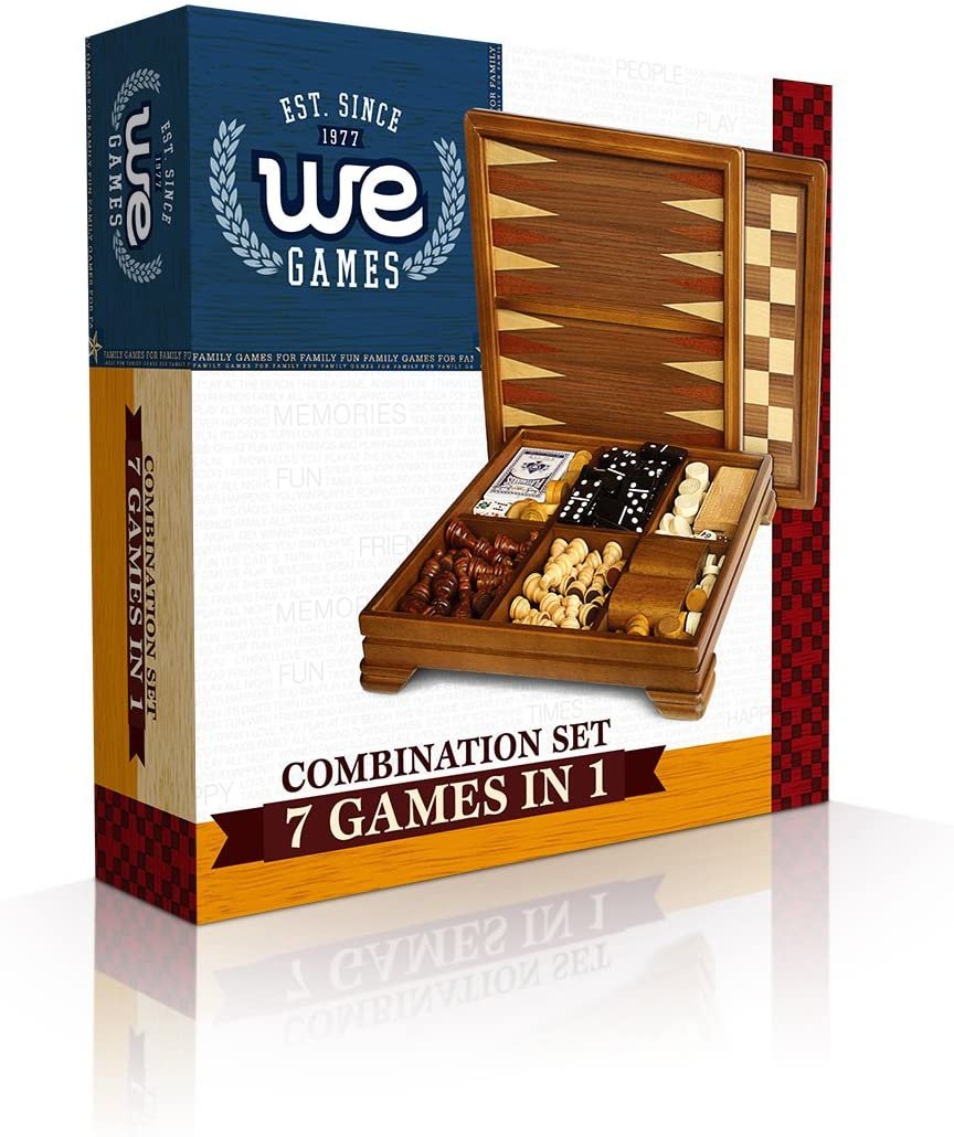Walnut 7-Games-in-1 Combination Game Set