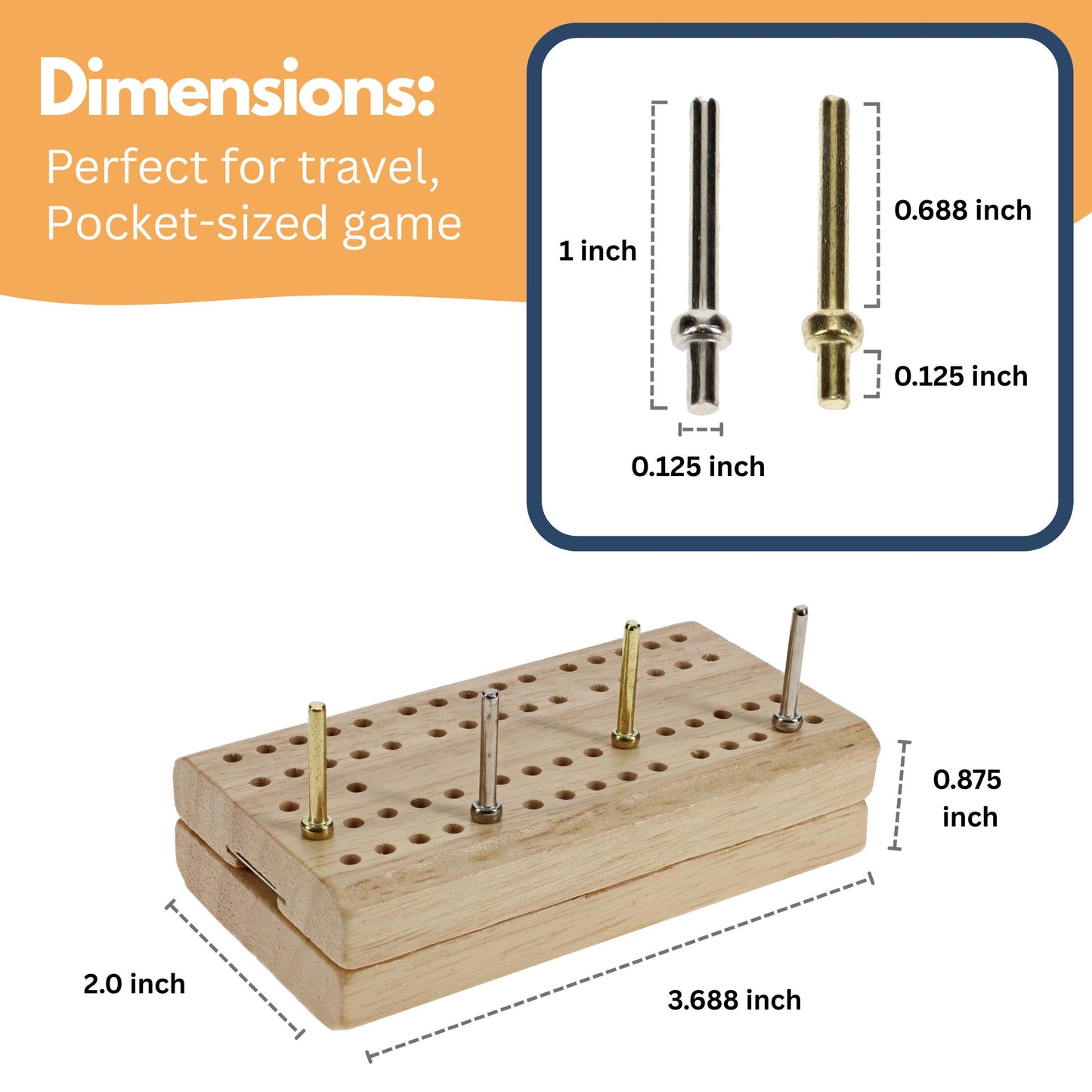 WE Games Mini Travel Cribbage Board - Wood, Folding 2 Player Board with Metal Pegs