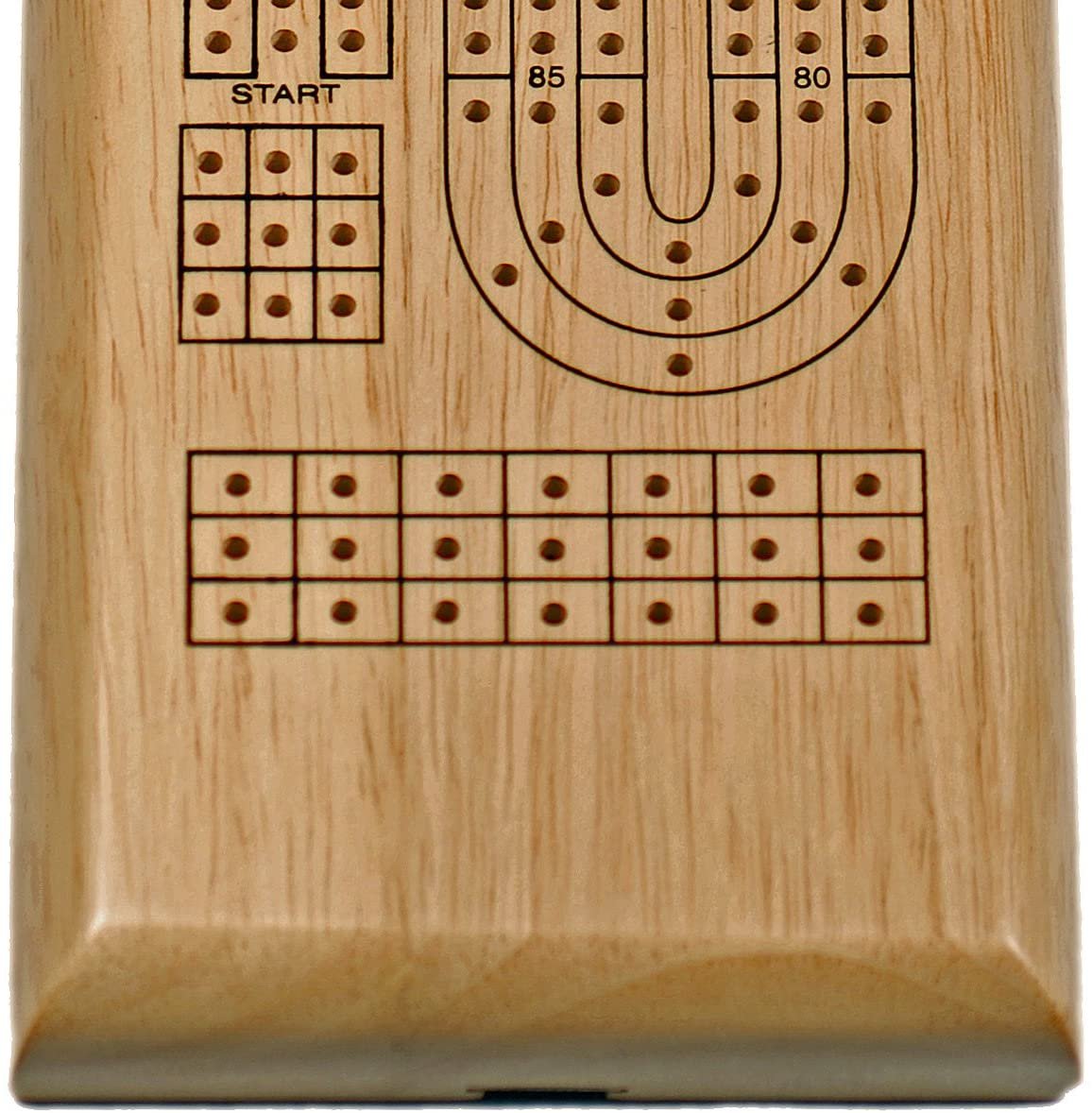 WE Games Classic Cribbage Set - Solid Wood Continuous 3 Track Board with Metal Pegs
