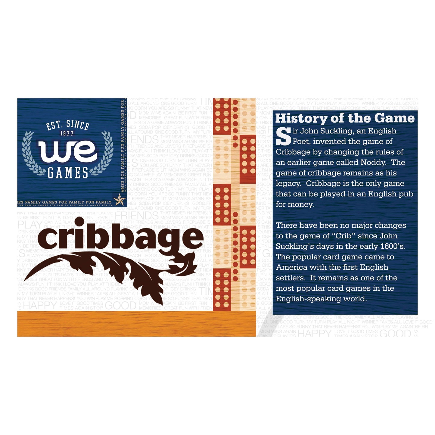 WE Games 29 Cribbage Set - Solid Wood Board with Metal Pegs