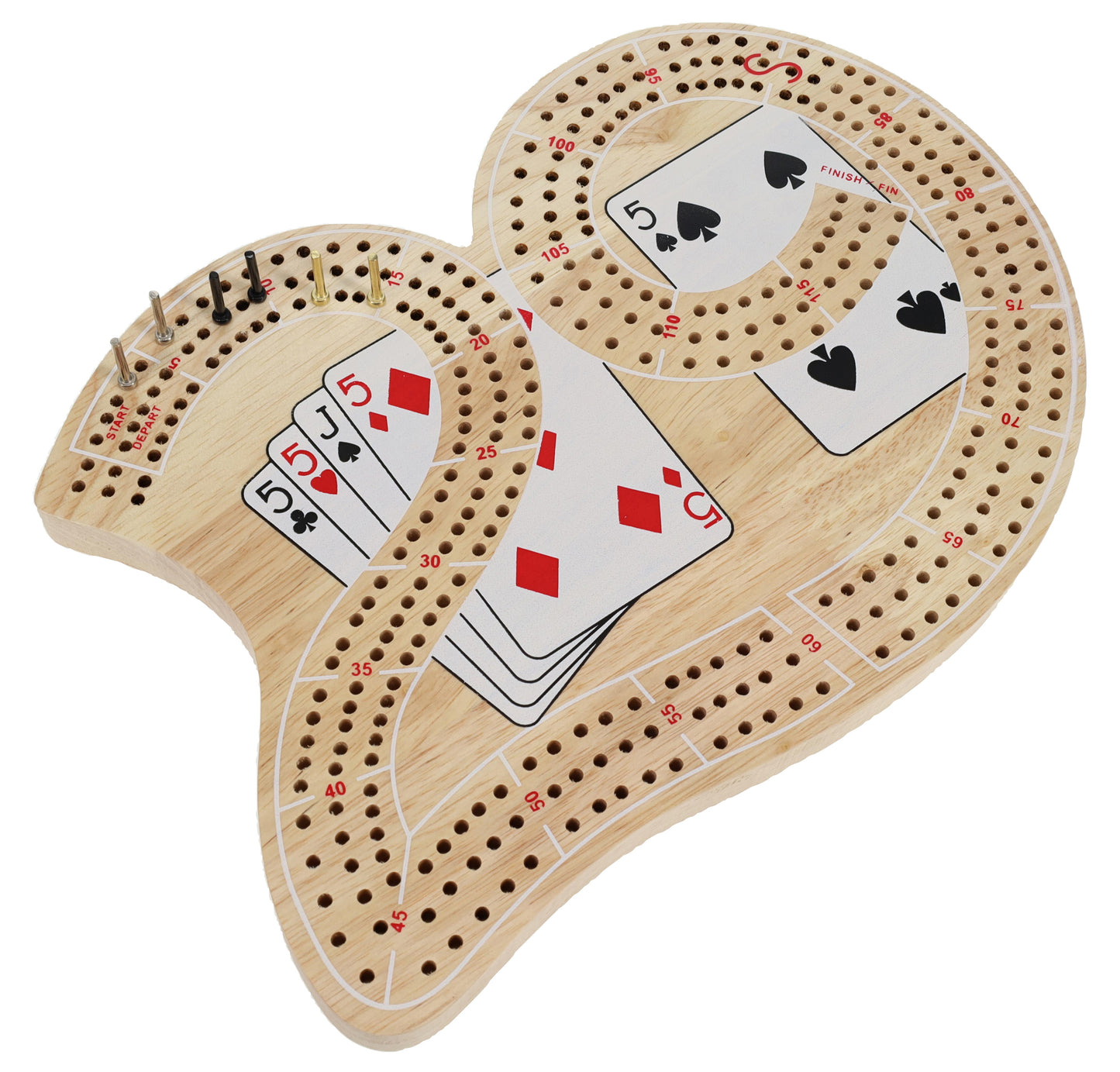 WE Games 29 Cribbage Set - Solid Wood Board with Metal Pegs