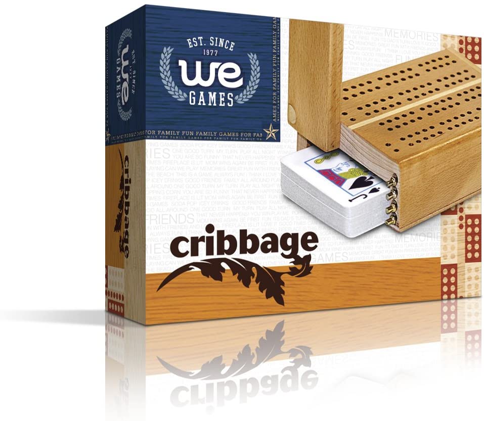 Mini Travel Cribbage Set - Nautical Print - Wood, 2 Track