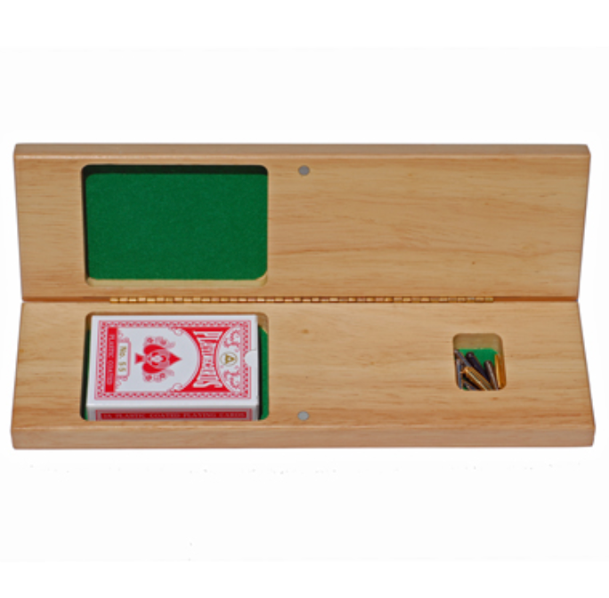 WE Games Wood Cabinet Cribbage - Nautical Print - 3 Track