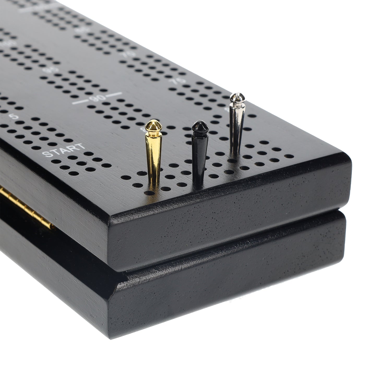 WE Games Cabinet Cribbage Set - Solid Wood Continuous 3 Track Board with Easy Grip Pegs, Cards and Storage Area