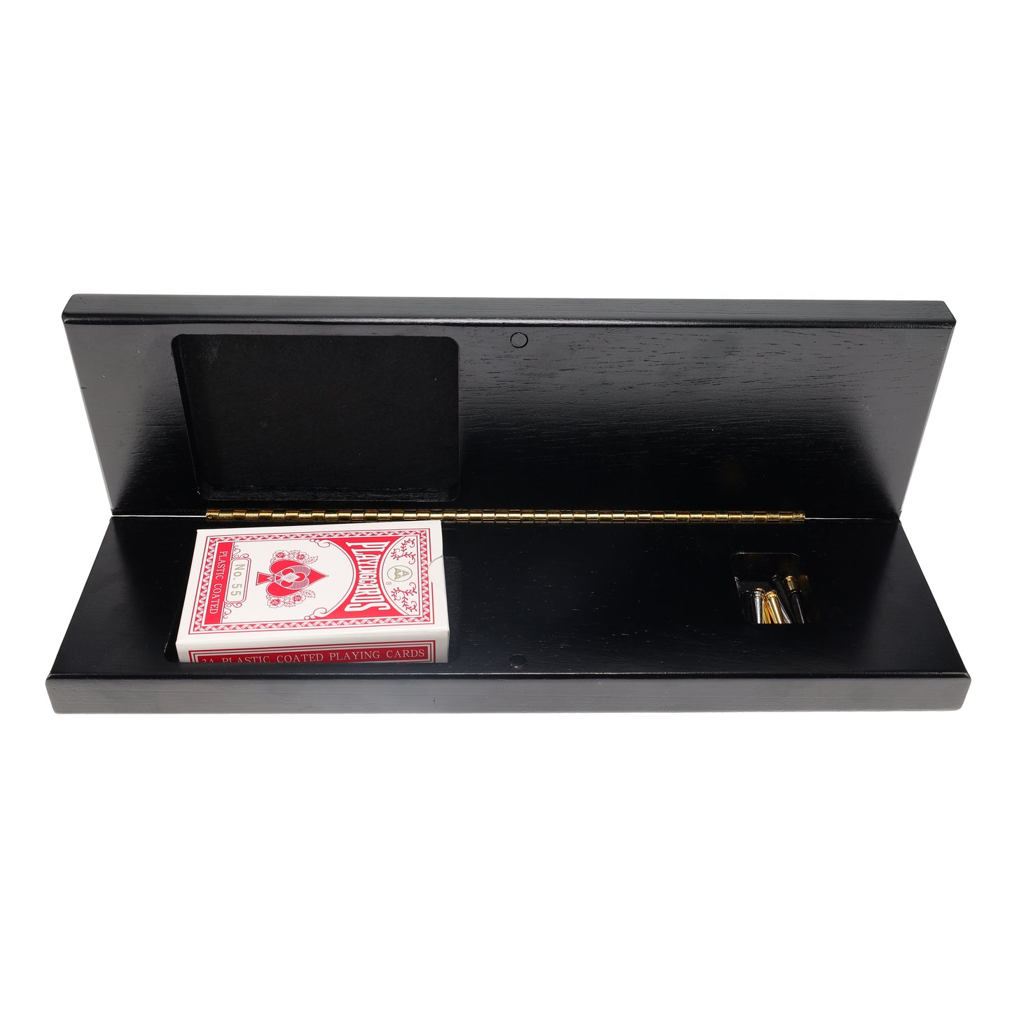 WE Games Cabinet Cribbage Set - Solid Wood Continuous 3 Track Board with Easy Grip Pegs, Cards and Storage Area