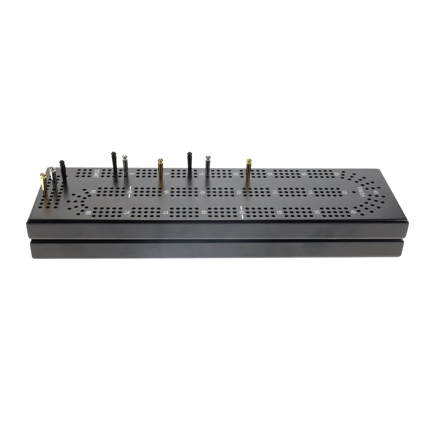 WE Games Cabinet Cribbage Set - Solid Wood Continuous 3 Track Board with Easy Grip Pegs, Cards and Storage Area
