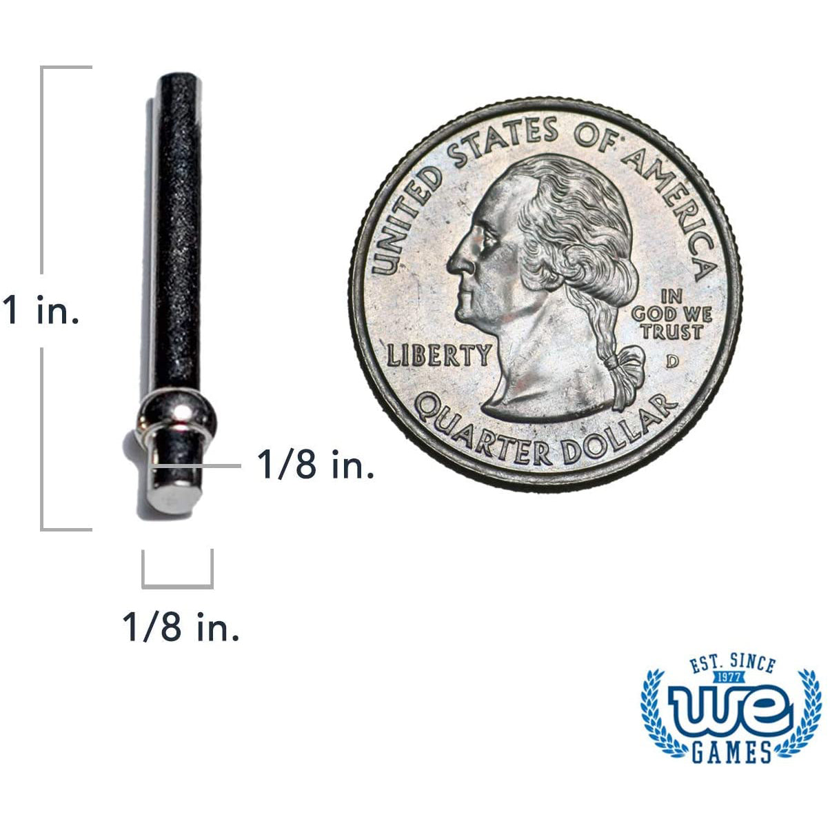 Metal Cribbage Pegs  - Set of 6 (2 Brass, 2 Chrome, 2 Black)