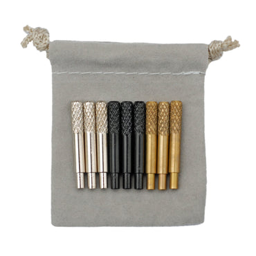 WE Games Machined Metal Cribbage Pegs in Velvet Pouch - Set of 9 (Brass, Silver & Black)