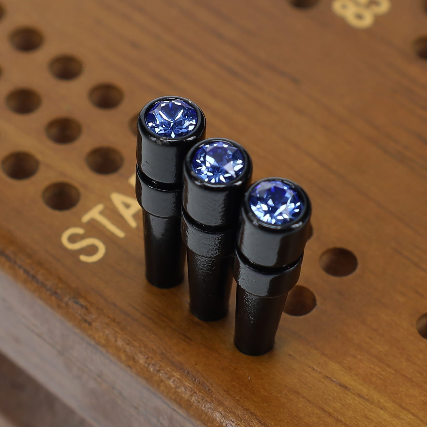 WE Games Black Metal Cribbage Pegs with Swarovski Austrian Crystals - Set of 3