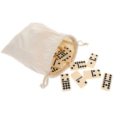 WE Games Double Nine Dominoes with Canvas Bag - Ivory Color Tiles, Club Size