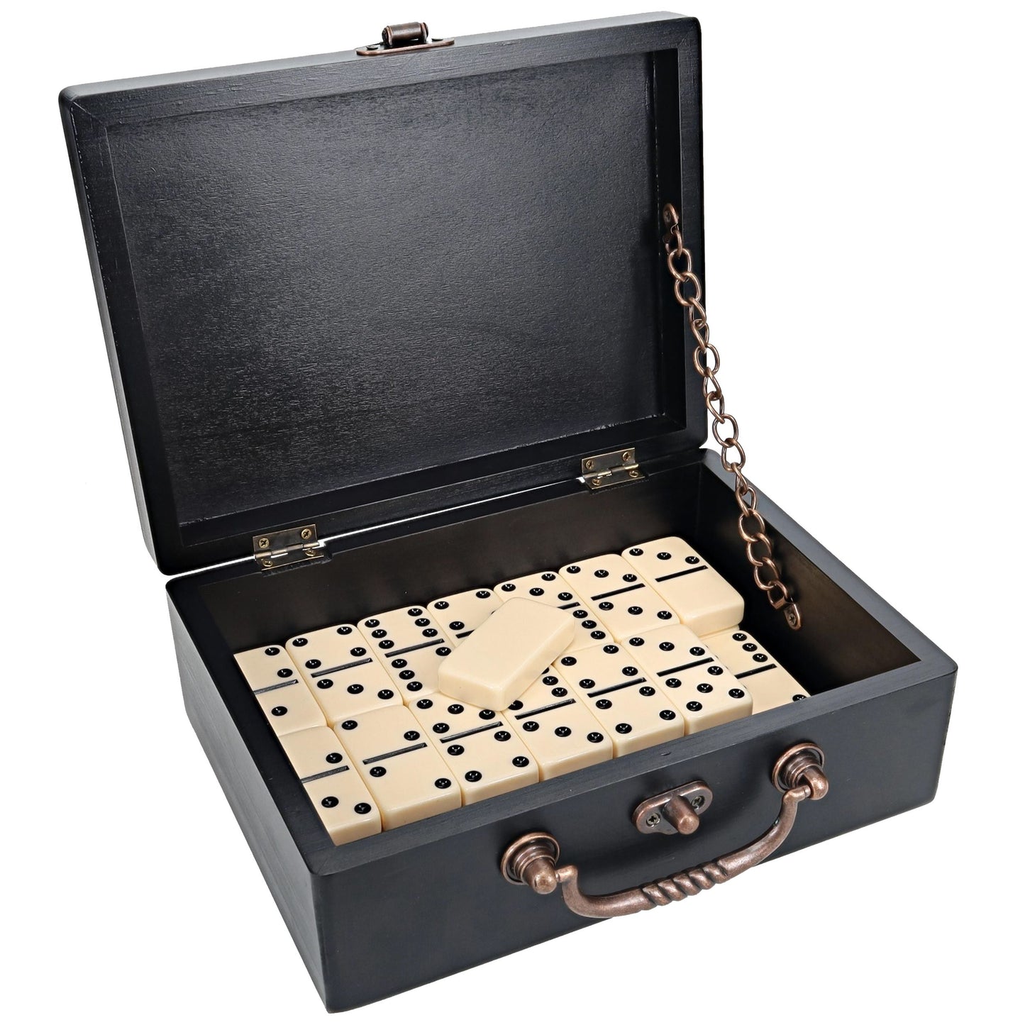 WE Games Double 6 Dominoes - Ivory with Wooden Treasure Box