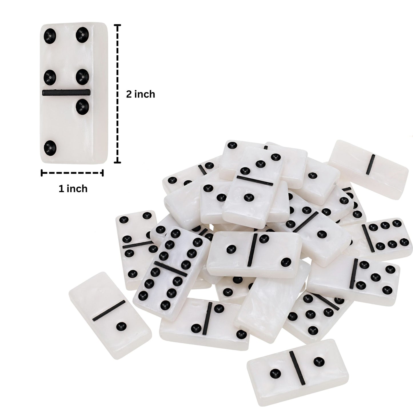 WE Games Double 6 Marbleized Dominoes in Magnetic Wooden Travel Box, White Color