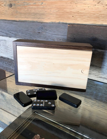 WE Games Double 6 Black Dominoes Game Set in Wooden Case