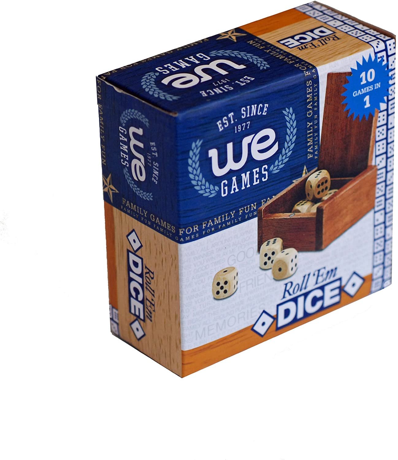 Wooden Dice Box and 8 Wooden Dice