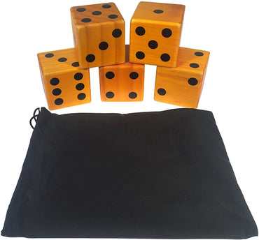Giant Roll 'em Dice - Set of 5 Wooden Lawn Dice