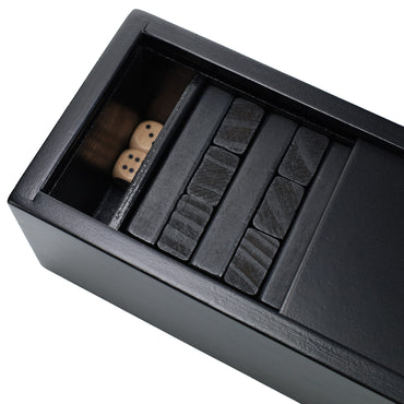 WE Games Black Wooden Blocks Stacking Tower Game with Black Wooden Box, 12 in.