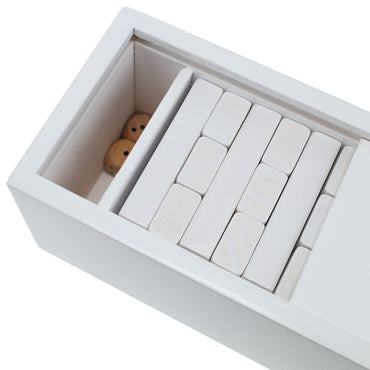 White Wooden Blocks Stacking Tower Game, White, 12 in.