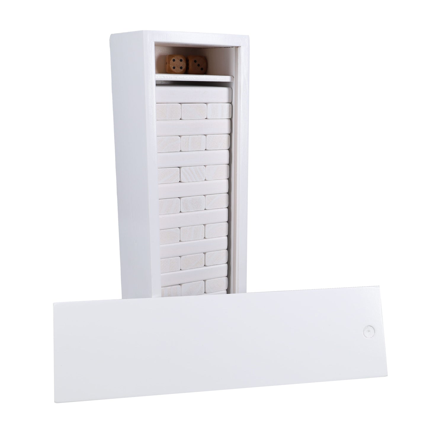 White Wooden Blocks Stacking Tower Game, White, 12 in.