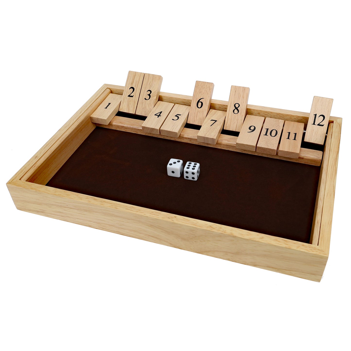 WE Games 12 Number Shut the Box Board Game, Natural Wood, 13.5 in.