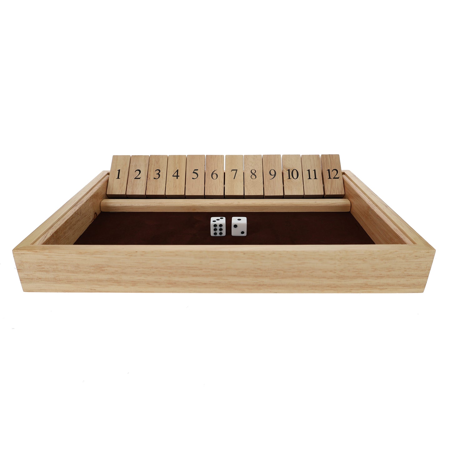 WE Games 12 Number Shut the Box Board Game, Natural Wood, 13.5 in.