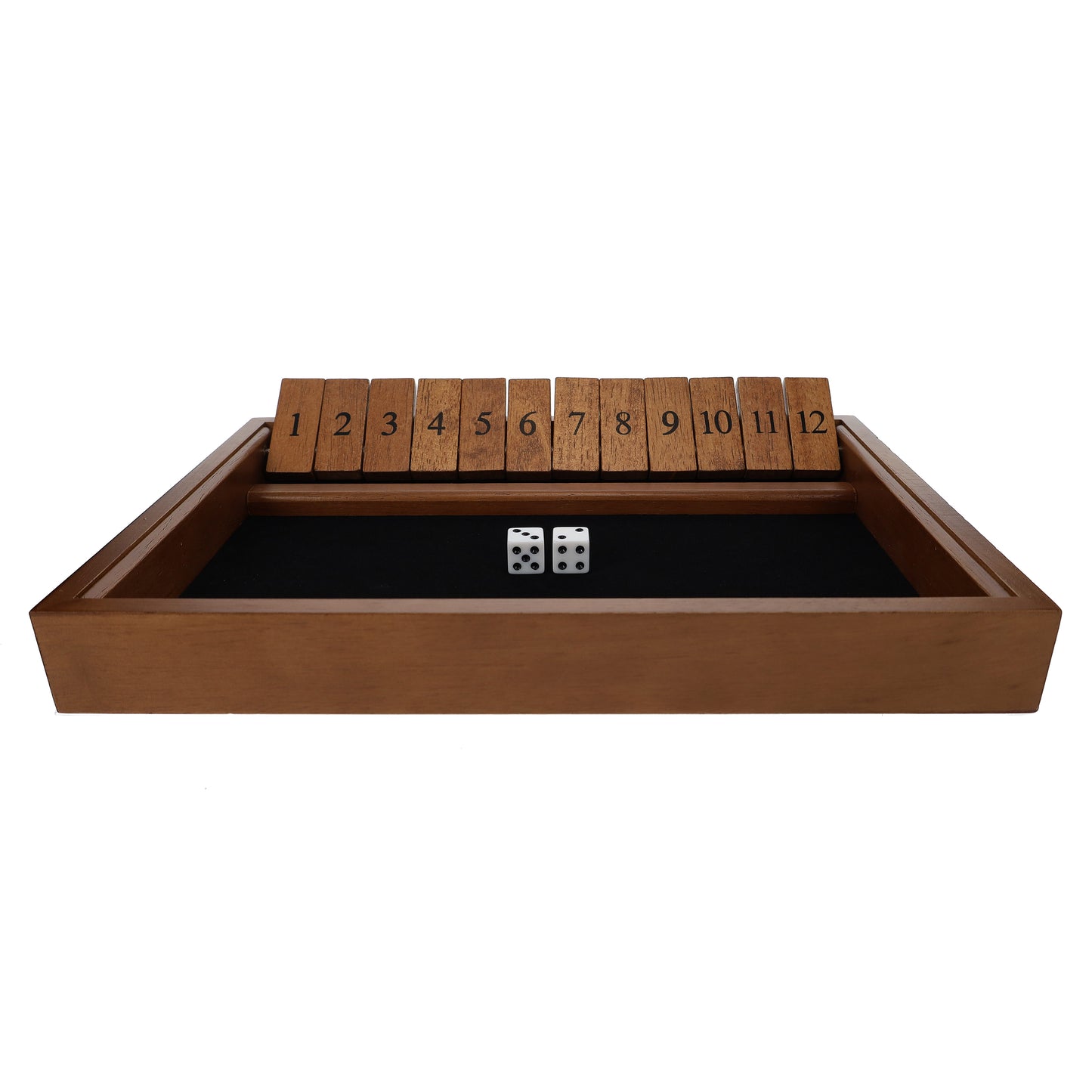 WE Games 12 Number Shut the Box Board Game, Walnut Stained Wood, 13.5 in.