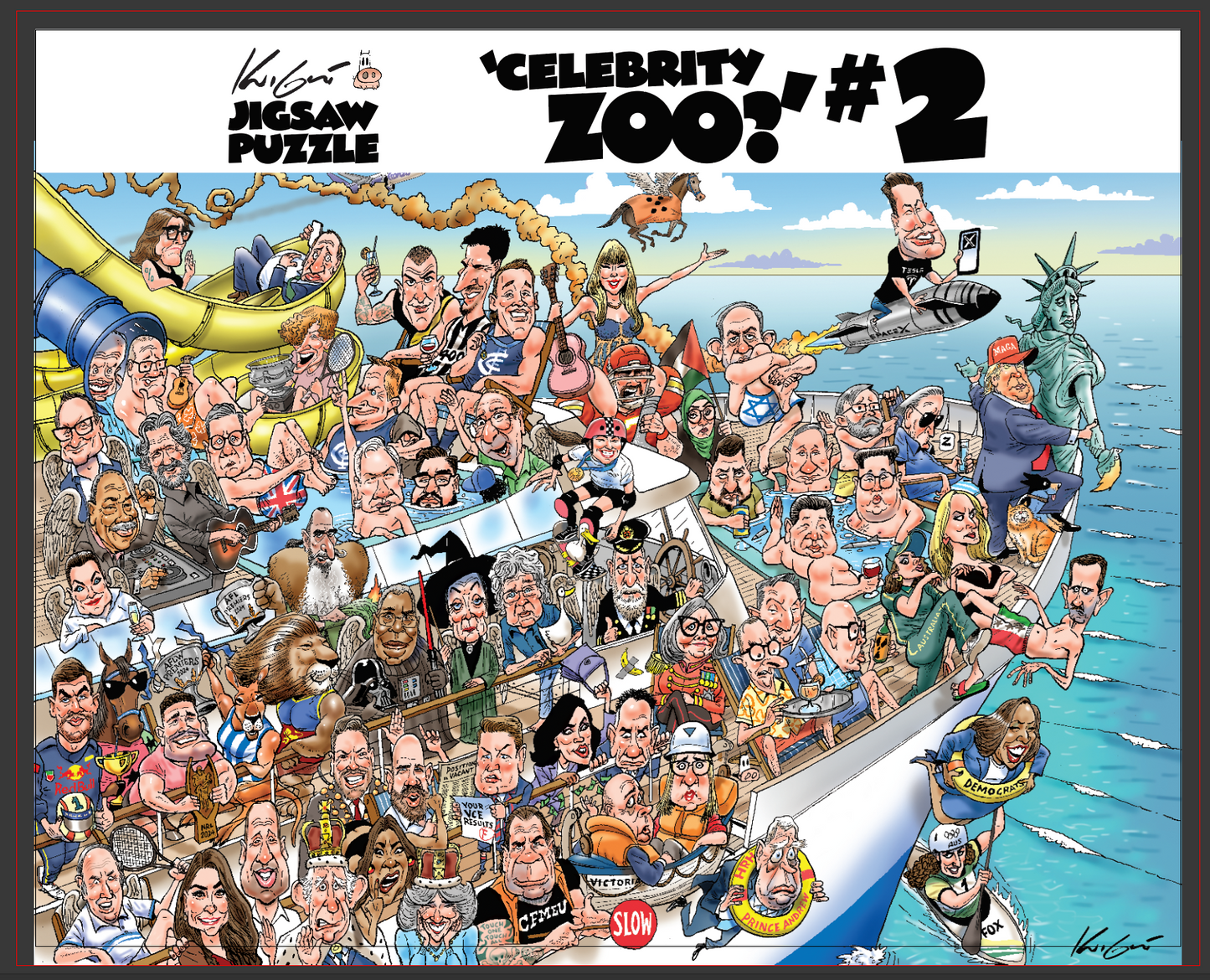 TDC Games Celebrity Zoo # 2, 2-in-1 Adult Jigsaw Puzzle