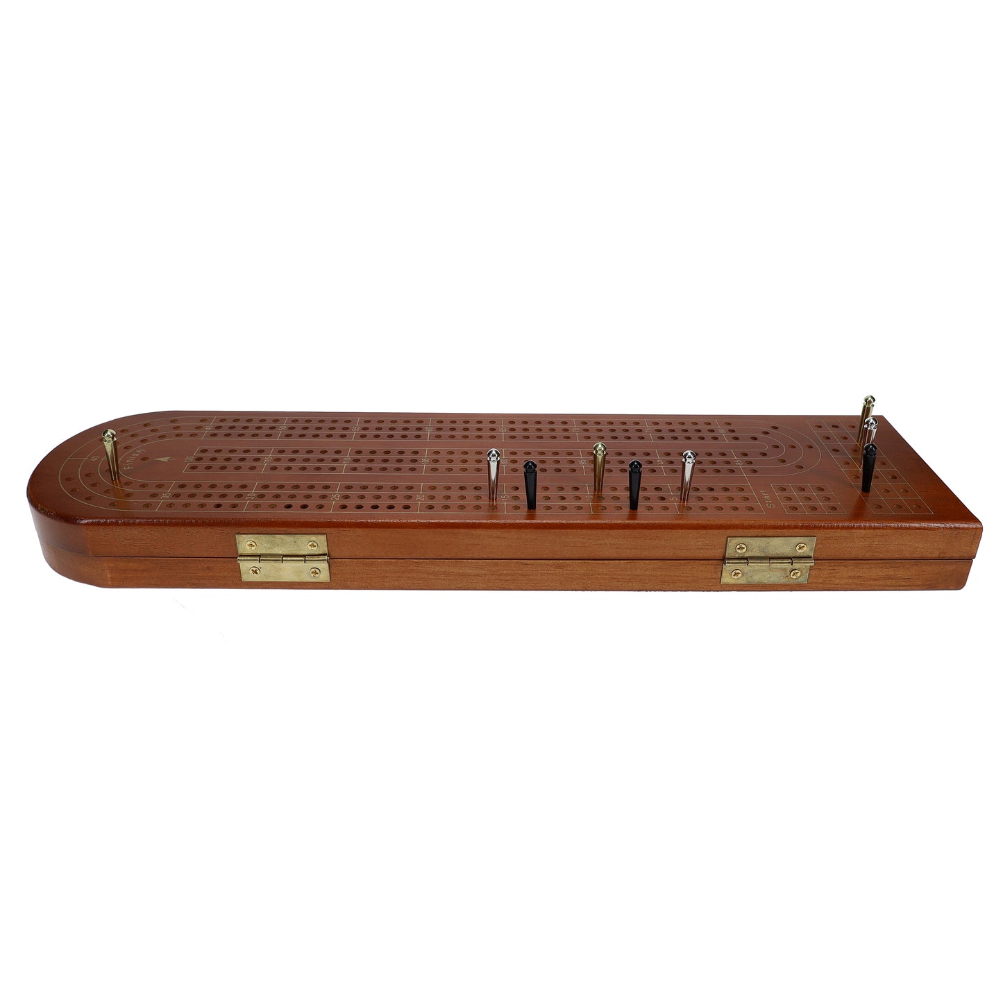 Pacific Shore Games Wooden Cribbage Board Game Set, Continuous 3 Track