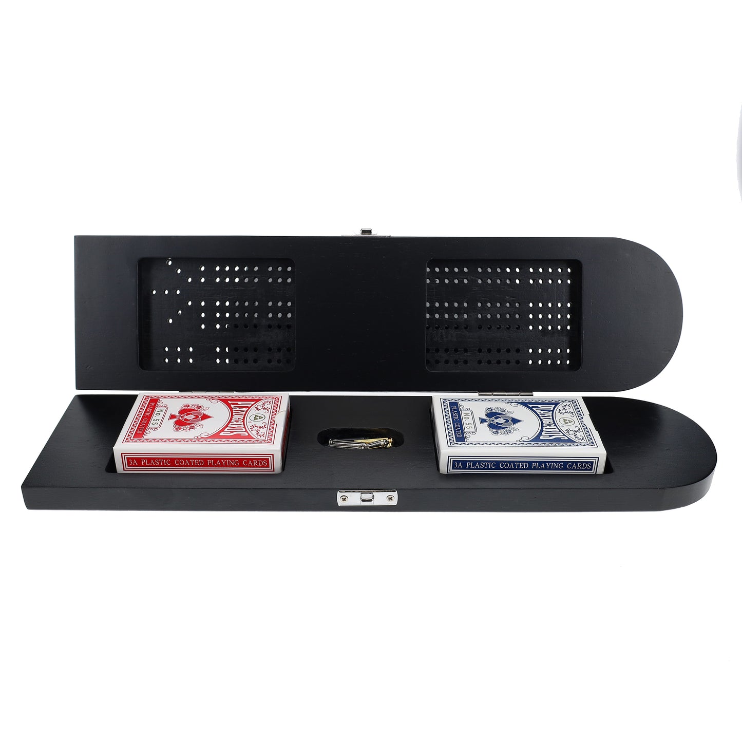 Pacific Shore Games Wooden Cribbage Board Game Set, Continuous 3 Track