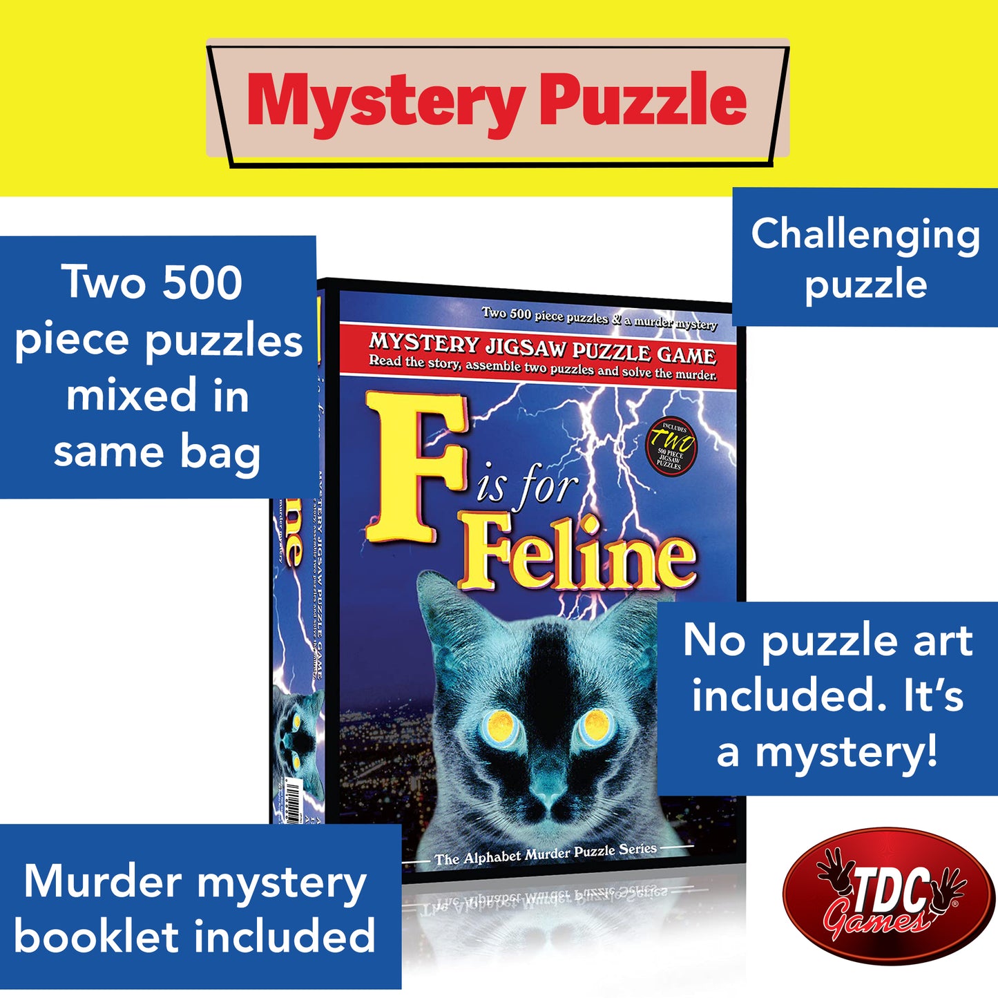 F is for Feline Alphabet Mystery Puzzles (2) 500 pieces