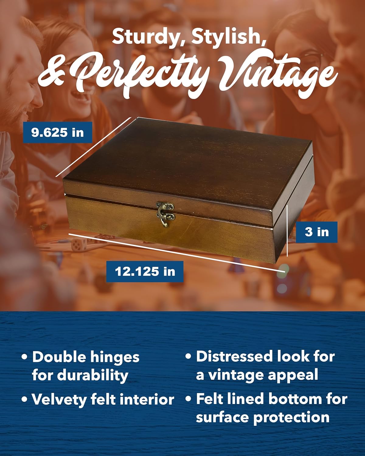 WE Games Old World Wooden Treasure Box with Brass Latch