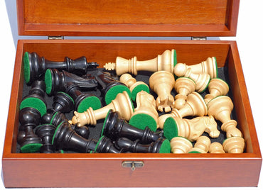 Weighted Jacques Wood Chess Pieces in Box, 3.5 in. King