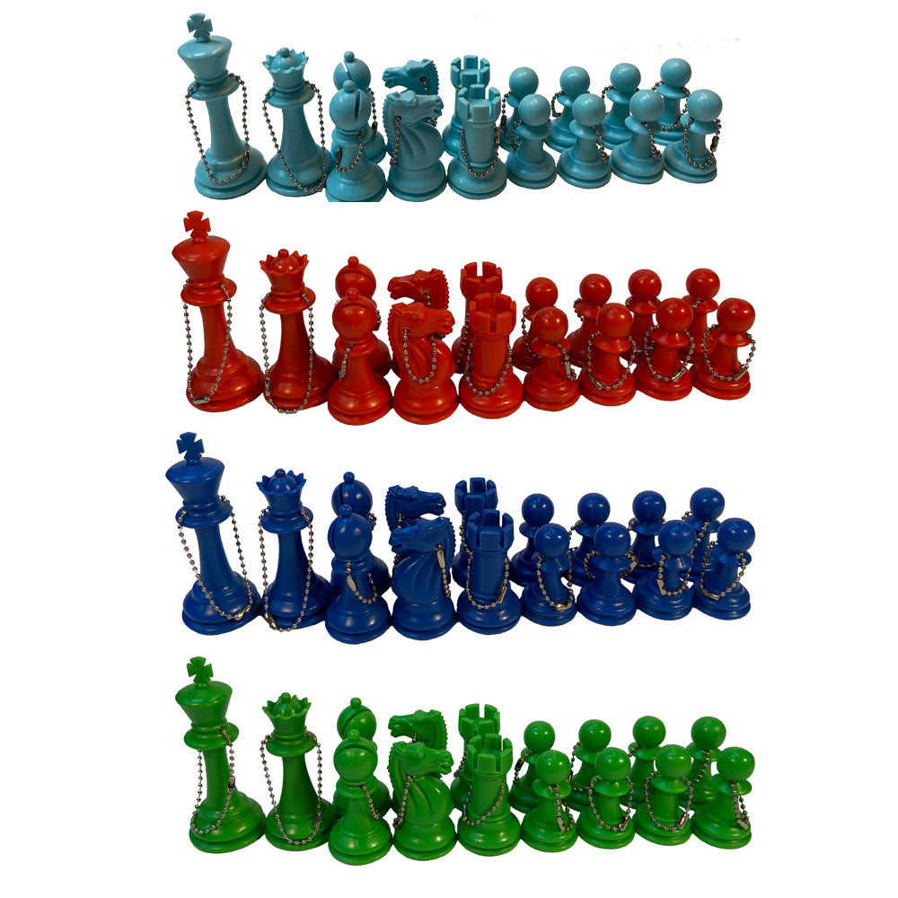 New Keychain Bag Tag Chessmen -Includes 16 pieces in Assorted Colors