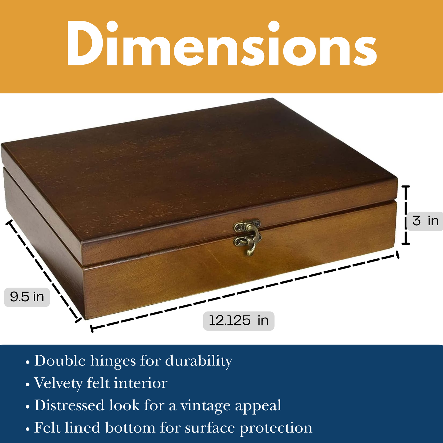 WE Games Old World Wooden Treasure Box with Brass Latch