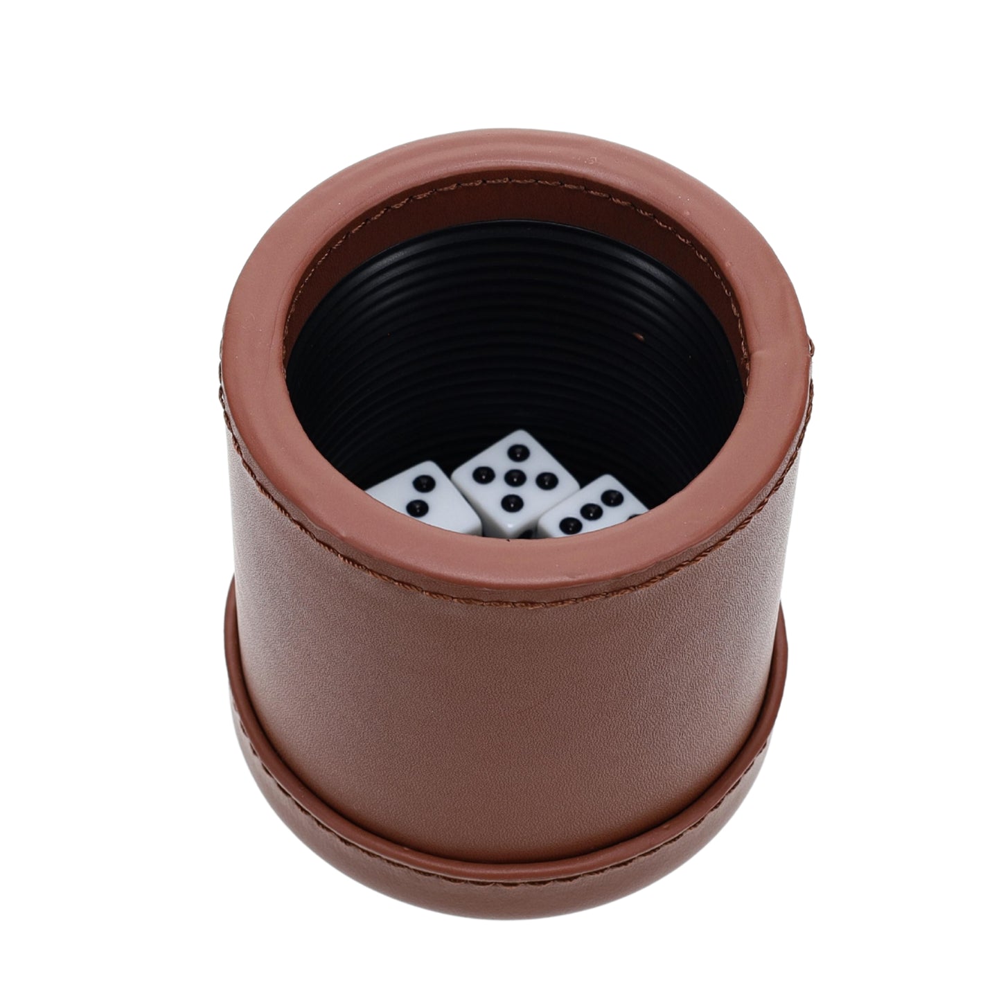 WE Games Professional, Leather Dice Cup Set - 5 Dice, Instructions for 10 Dice Games & Cloth Carry Bag