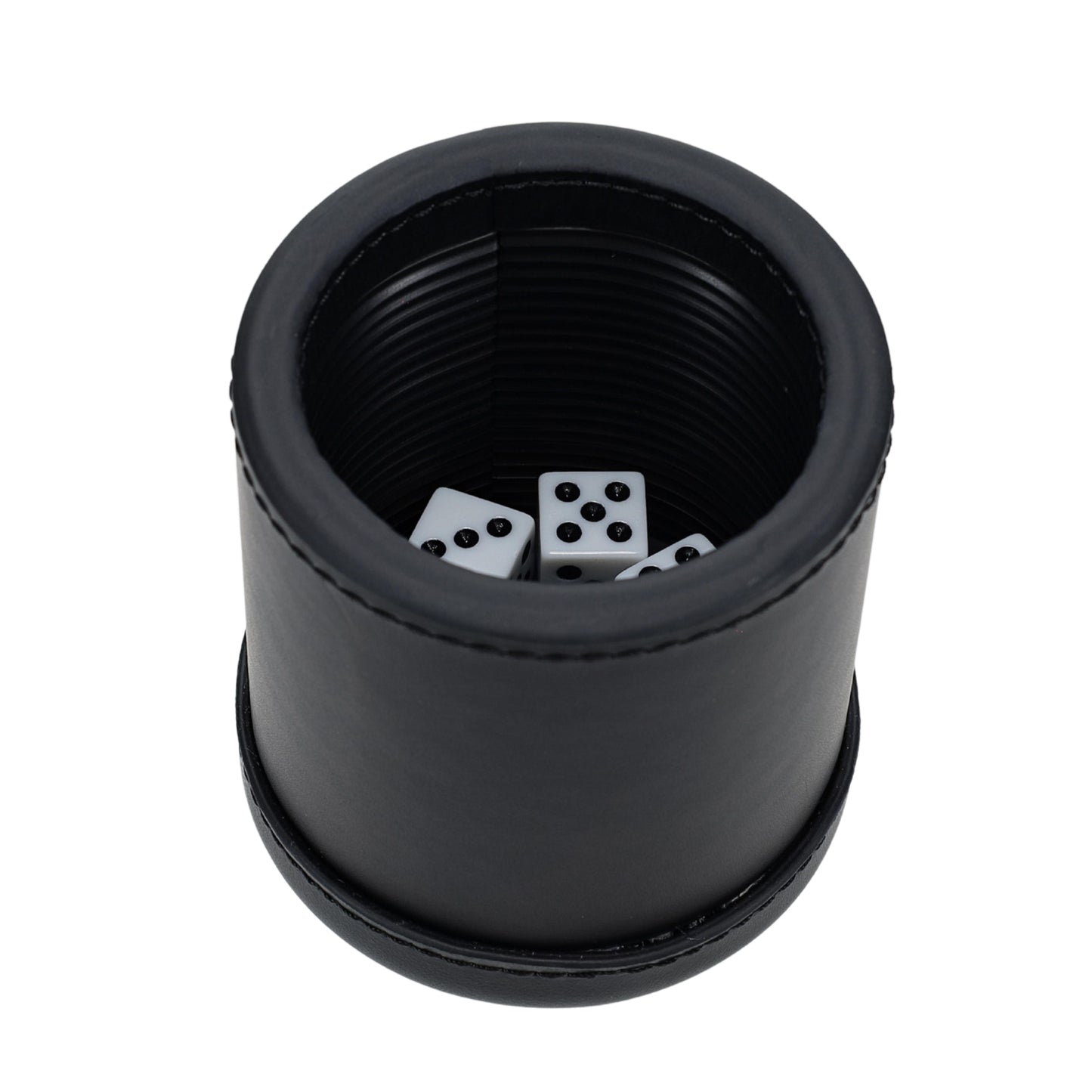 WE Games Professional, Leather Dice Cup Set - 5 Dice, Instructions for 10 Dice Games & Cloth Carry Bag